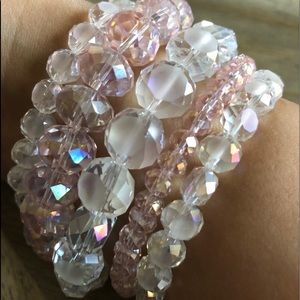Pink & clear stacking bracelets